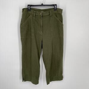 Bill Blass VINTAGE Capri Jeans 14 Army Green High Rise Cotton Utility Carpenter